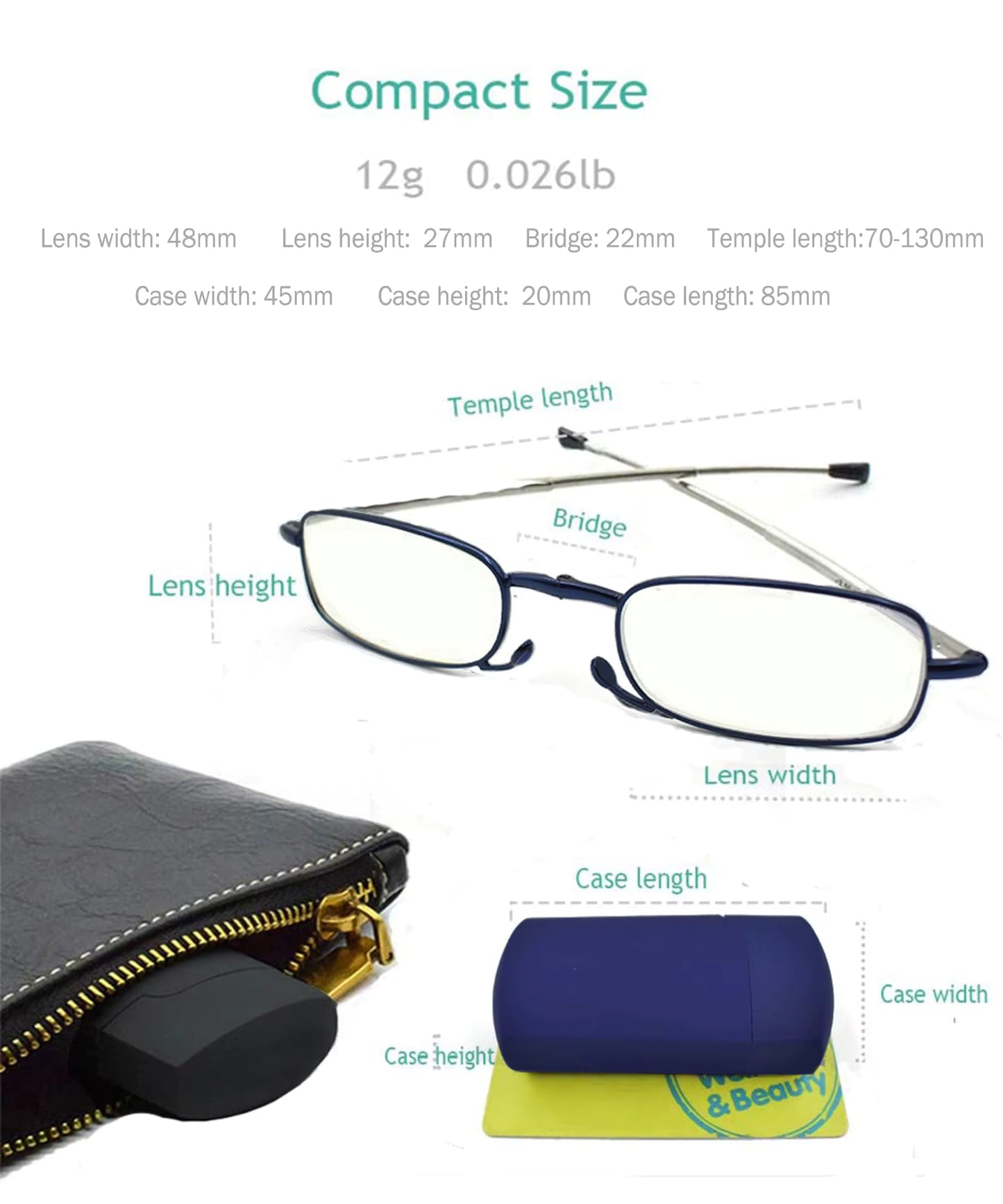 Foldable Reading Glasses with Case