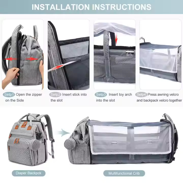 Nappy Bag with Extendable Cot