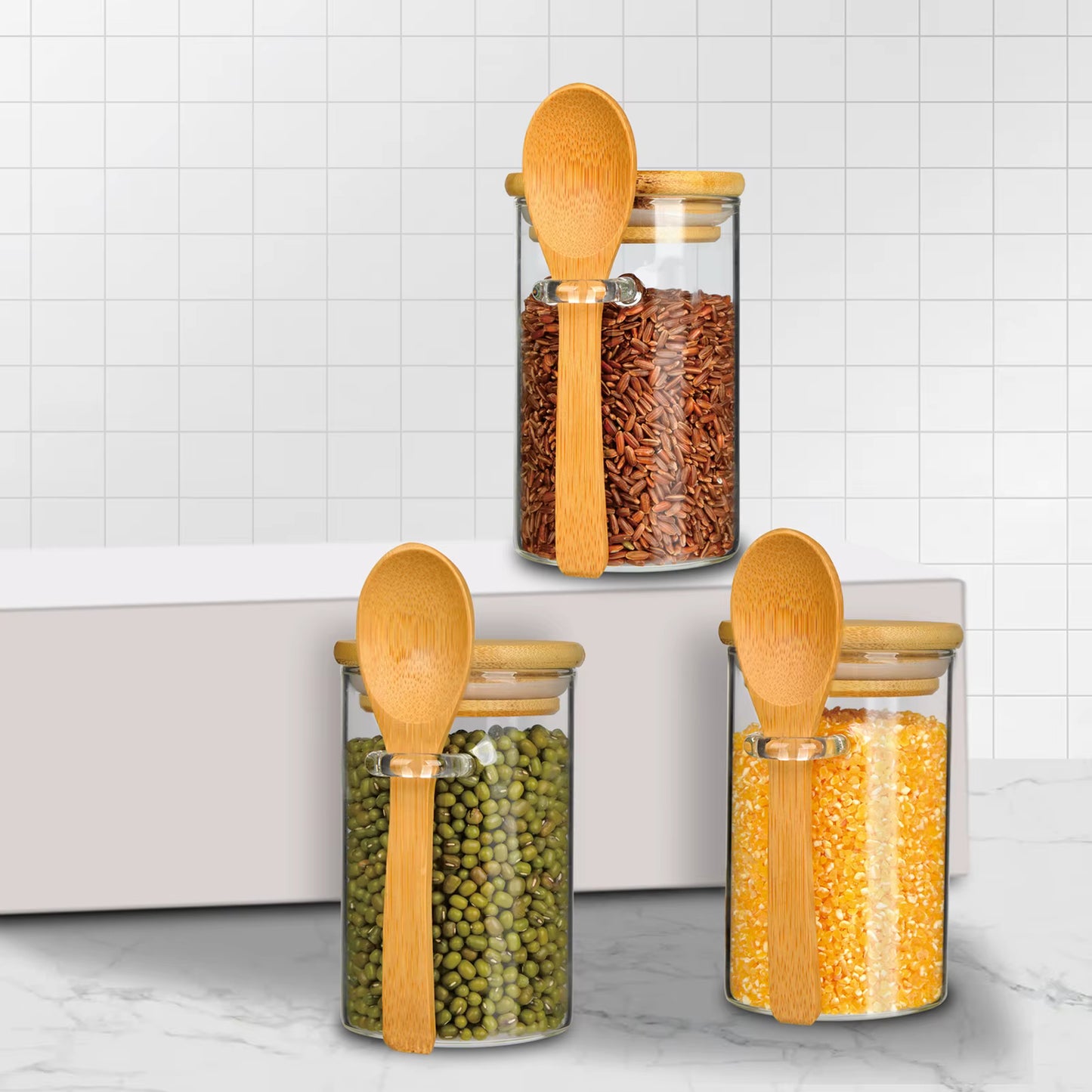 Set of 3 Jars and Spoons