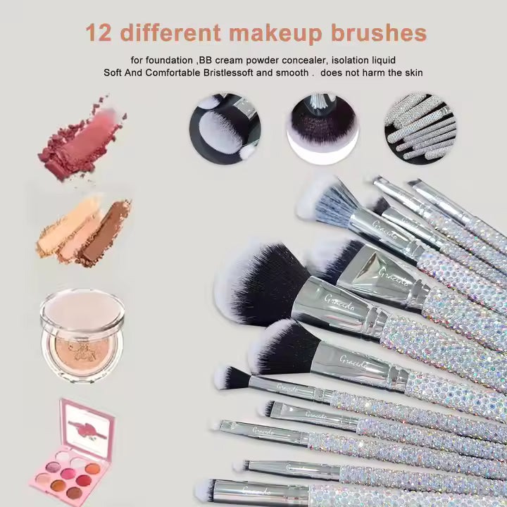 Diamante Make Up Brush Set